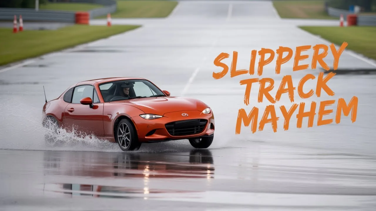 MX5 sur une piste glissante
